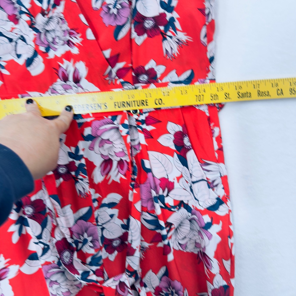 Anthropologie Yumi Kim 100% Silk Floral Jumpsuit SM Red Sleeveless Romantic - Picture 11 of 12